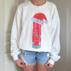 Womens Christmas Alani Cherry Slush Santa Hat Cute Crewneck Sweatshirt